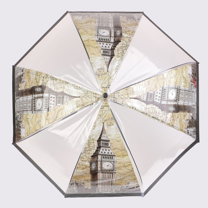 Зонт - трость полуавтоматический «Города», 8 спиц, R = 40 см, рисунок МИКС - фото 1885169883