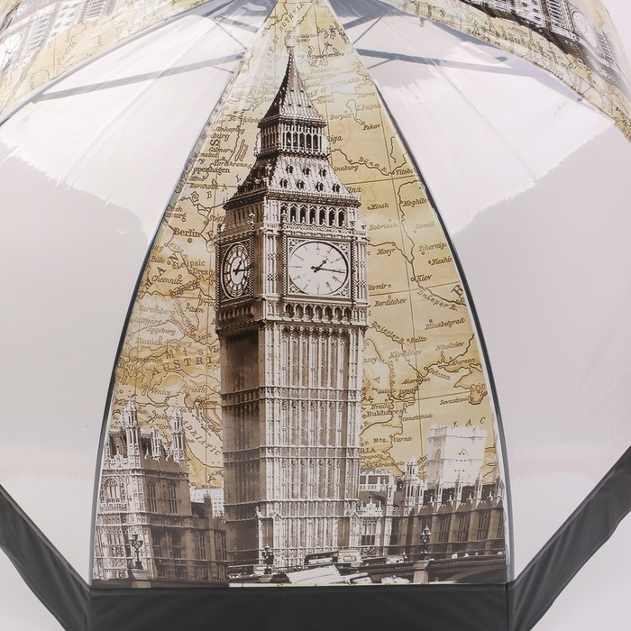 Зонт - трость полуавтоматический «Города», 8 спиц, R = 40 см, рисунок МИКС - фото 1885169884