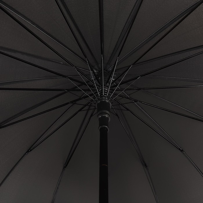 Зонт - трость полуавтоматический «Однотонный», 16 спиц, R = 59 см, цвет чёрный - фото 1882207164