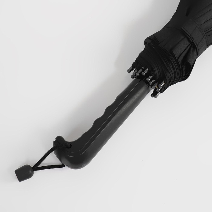 Зонт - трость полуавтоматический «Однотонный», 16 спиц, R = 59 см, цвет чёрный - фото 1905793947