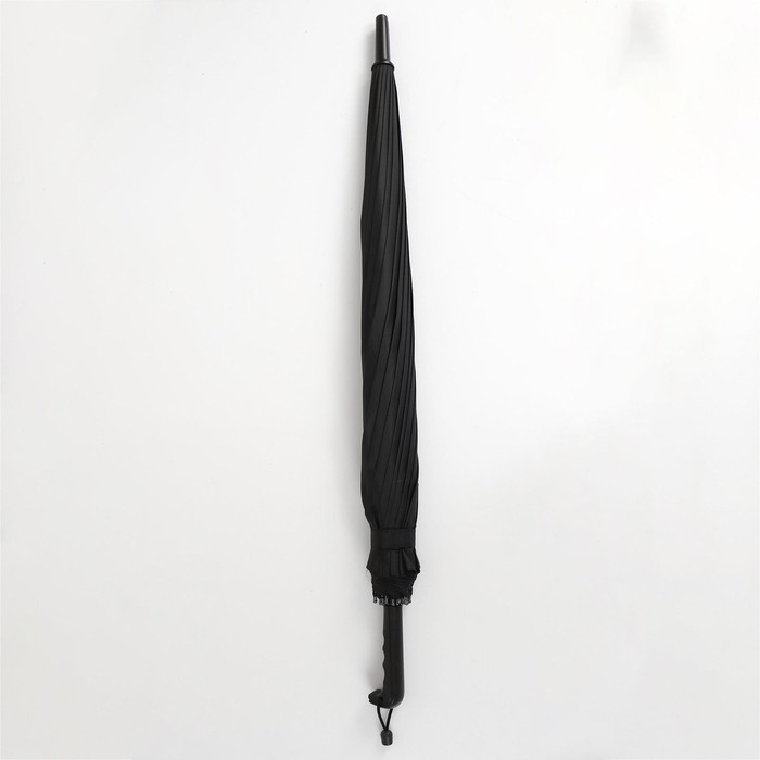 Зонт - трость полуавтоматический «Однотонный», 16 спиц, R = 59 см, цвет чёрный - фото 1882207166