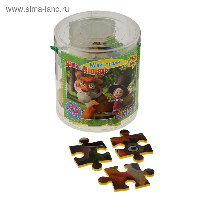 Мягкие пазлы «Маша с тигром», А4, в тубусе - Фото 1