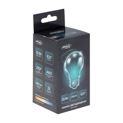 Лампа светодиодная Luazon Lighting, A60, 15 Вт, E27, 1350 Лм, 6500 К, свечение холодное белое