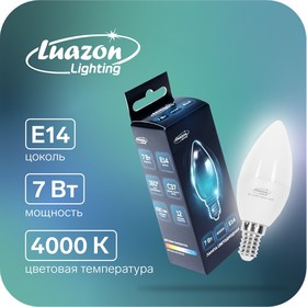 Лампа cветодиодная Luazon Lighting, C37, 7 Вт, E14, 630 Лм, 4000 К, дневной свет