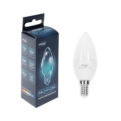 Лампа светодиодная Luazon Lighting, C37, 7 Вт, E14, 630 Лм, 4000 К, свечение нейтральное белое