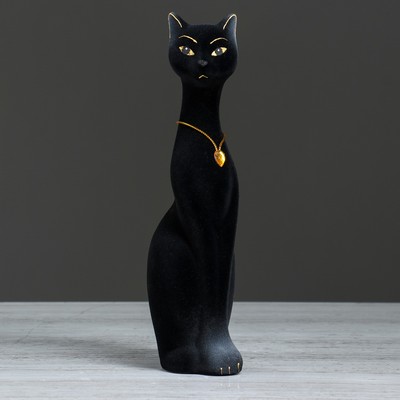 Копилка "Кошка Мурка", покрытие флок, чёрная, 28 см