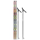Комплект лыжный: пластиковые лыжи 150 см без насечек, стеклопластиковые палки 110 см, крепления NNN, цвета МИКС - фото 9186303