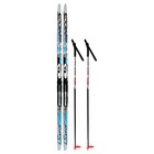 Комплект лыжный: пластиковые лыжи 150 см без насечек, стеклопластиковые палки 110 см, крепления NNN, цвета МИКС - фото 9186306