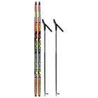 Комплект лыжный: пластиковые лыжи 150 см без насечек, стеклопластиковые палки 110 см, крепления NNN, цвета МИКС - фото 9186295