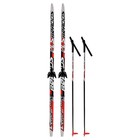 Комплект лыжный: пластиковые лыжи 150 см с насечкой, стеклопластиковые палки 110 см, крепления NN75 мм, цвета МИКС - фото 8235045