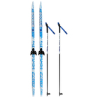 Комплект лыжный: пластиковые лыжи 150 см с насечкой, стеклопластиковые палки 110 см, крепления NN75 мм, цвета МИКС - фото 9232392