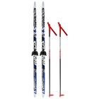 Комплект лыжный: пластиковые лыжи 150 см с насечкой, стеклопластиковые палки 110 см, крепления NN75 мм, цвета МИКС - фото 8235039