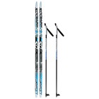 Комплект лыжный: пластиковые лыжи 150 см с насечкой, стеклопластиковые палки 110 см, крепления NNN, цвета МИКС - фото 9232429