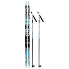 Комплект лыжный: пластиковые лыжи 150 см с насечкой, стеклопластиковые палки 110 см, крепления NNN, цвета МИКС - фото 9232423