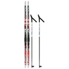 Комплект лыжный: пластиковые лыжи 160 см с насечкой, стеклопластиковые палки 120 см, крепления SNS, цвета МИКС - фото 8235160