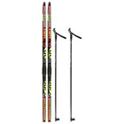 Комплект лыжный: пластиковые лыжи 160 см с насечкой, стеклопластиковые палки 120 см, крепления SNS, цвета МИКС - фото 8235155