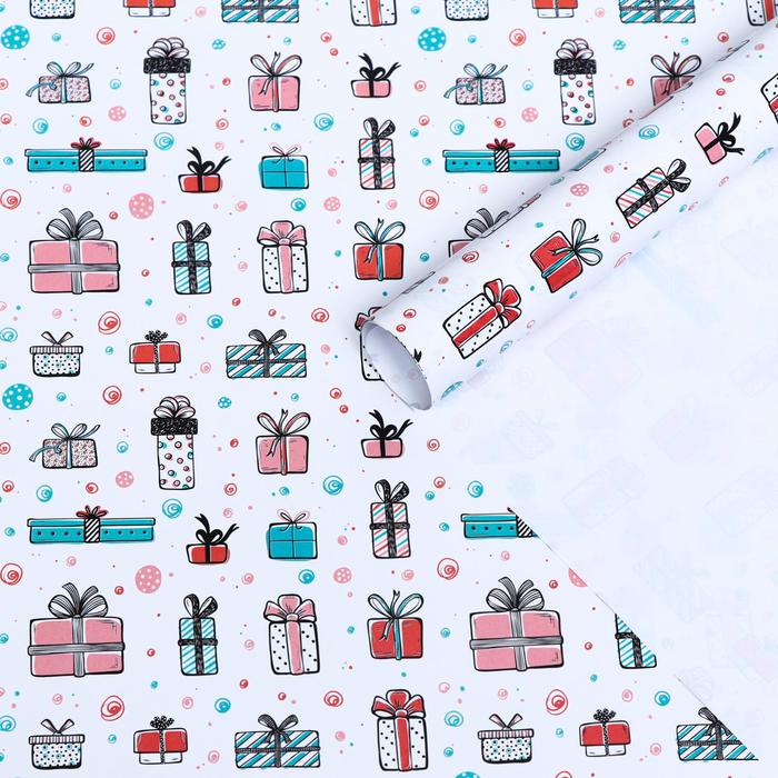 Бумага упаковочная «Подарок», глянец, 40×60 см - Фото 1