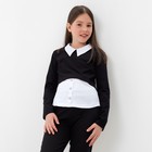 Школьная блузка для девочки, цвет чёрный/белый, рост 122 см - фото 9274413
