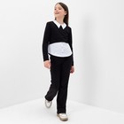 Школьная блузка для девочки, цвет чёрный/белый, рост 128 см - Фото 2