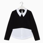Школьная блузка для девочки, цвет чёрный/белый, рост 128 см - Фото 6