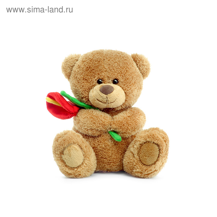 Мягкая игрушка "Медвежонок Сэмми с красной каллой" - Фото 1