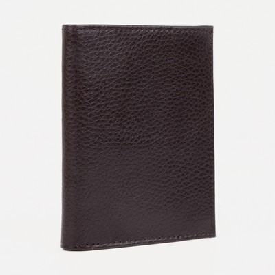 Кошелёк без застёжки, отдел для паспорта, цвет тёмно-коричневый