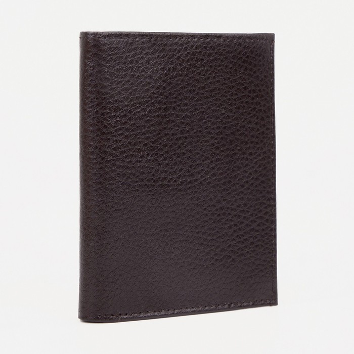Кошелёк без застёжки, отдел для паспорта, цвет тёмно-коричневый - Фото 1