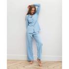 Пижама женская (рубашка, брюки) MINAKU: Light touch, голубая, размер 54 - фото 49527502