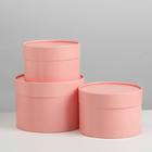 Набор шляпных коробок 3 в 1 розовый, упаковка подарочная, 16 х 10, 14 х 9, 13 х 8,5 см - фото 9274810