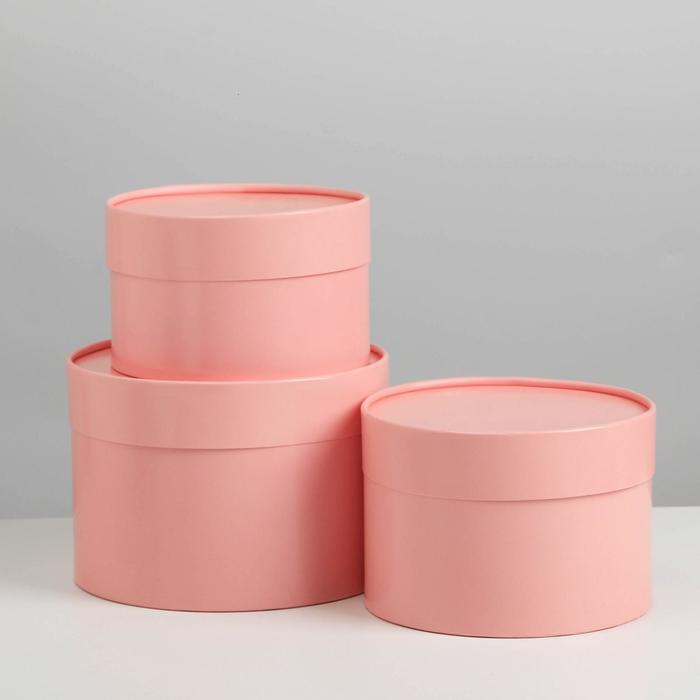 Набор шляпных коробок 3 в 1 розовый, упаковка подарочная, 16 х 10, 14 х 9, 13 х 8,5 см - Фото 1