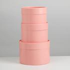 Набор шляпных коробок 3 в 1 розовый, упаковка подарочная, 16 х 10, 14 х 9, 13 х 8,5 см - Фото 2