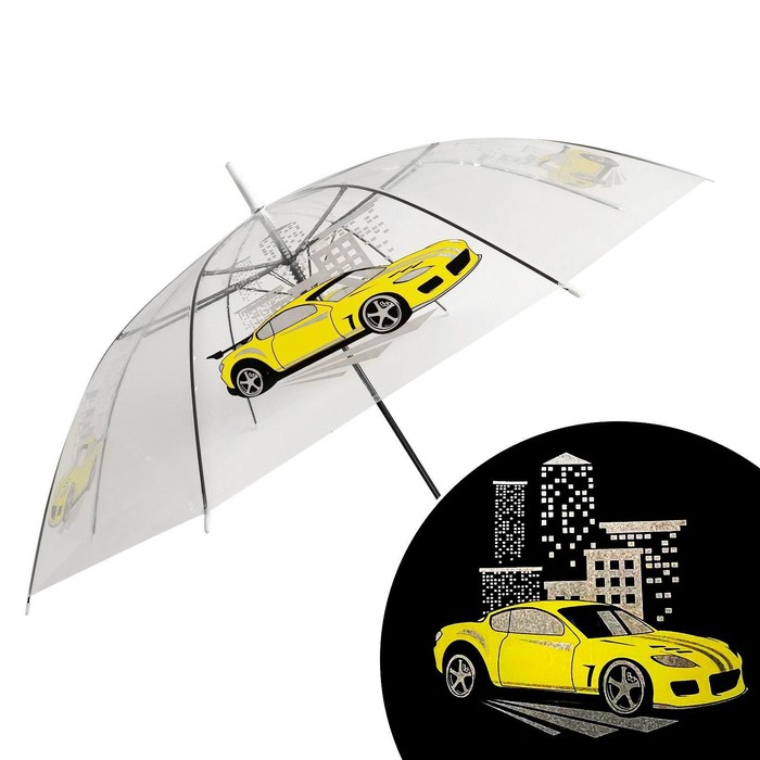 Зонт детский «Жёлтая машина»‎ полуавтомат прозрачный, d=90см - фото 1910175754