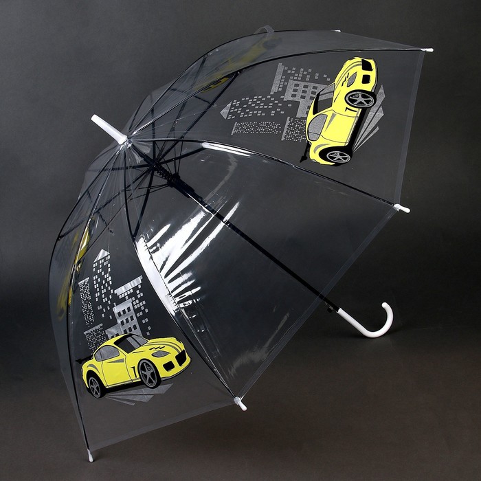 Зонт детский «Жёлтая машина»‎ полуавтомат прозрачный, d=90см - фото 1883692628