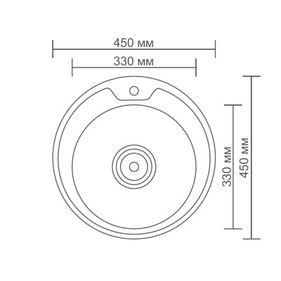 Мойка кухонная Accoona AB4545, врезная, толщина 0.6 мм, 450×165 мм, глянец