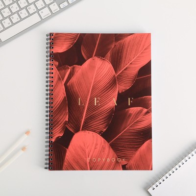 Тетрадь в клетку А4, 120 л., на спирали, блок №1, Leaf