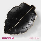 Блюдо для фруктов Доляна «Золотой лист», 26.5×18×3.5 см, чёрное - Фото 1