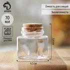 Баночка стеклянная для специй с пробковой крышкой Доляна «Парфе. Квадрат», 70 мл, 4.5×5.4 см - Фото 1
