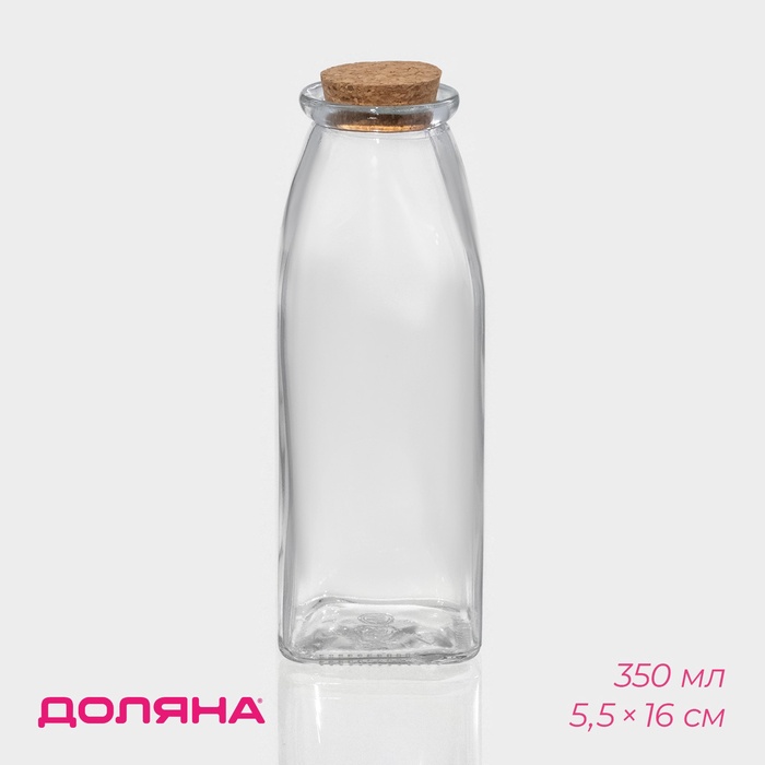 Бутылка для соусов и масла Доляна «Парфе», 350 мл, 5.5×16 см, с пробковой крышкой, стекло, прозрачная - Фото 1