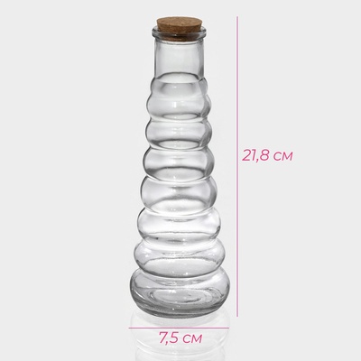 Бутылка для соусов и масла Доляна «Парфе. Гармонь», 400 мл, 21.8×7.5 см, с пробковой крышкой, стекло, прозрачная