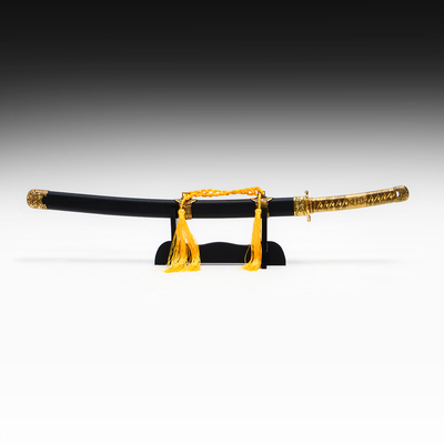 Макет оружия «Сувенирная катана на подставке. Горы», бронзовая отделка