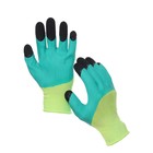 Перчатки нейлоновые, с латексным обливом, размер 9, зелёные - Фото 1