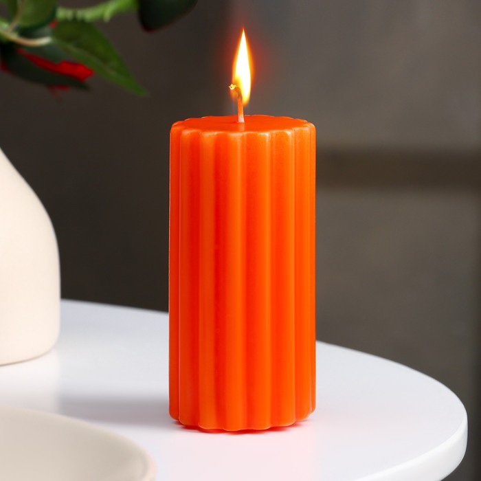 Свеча- цилиндр ароматическая "Рельеф. Сочное манго", 5х10 см - Фото 1