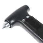 Аварийный молоток для разбивания стёкол с ножом для ремня, крепление на липучке, пластик, чёрный - Фото 2