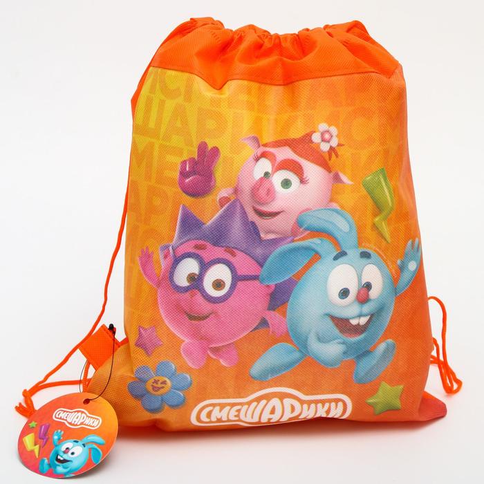 Песочный набор СМЕШАРИКИ "Друзья": ведерко 1 л, грабли, совок, 3 формочки, в рюкзаке 49957