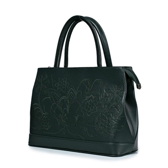 Сумка тоут, отдел на молнии, цвет зеленый 25х36,5х13см - Фото 1