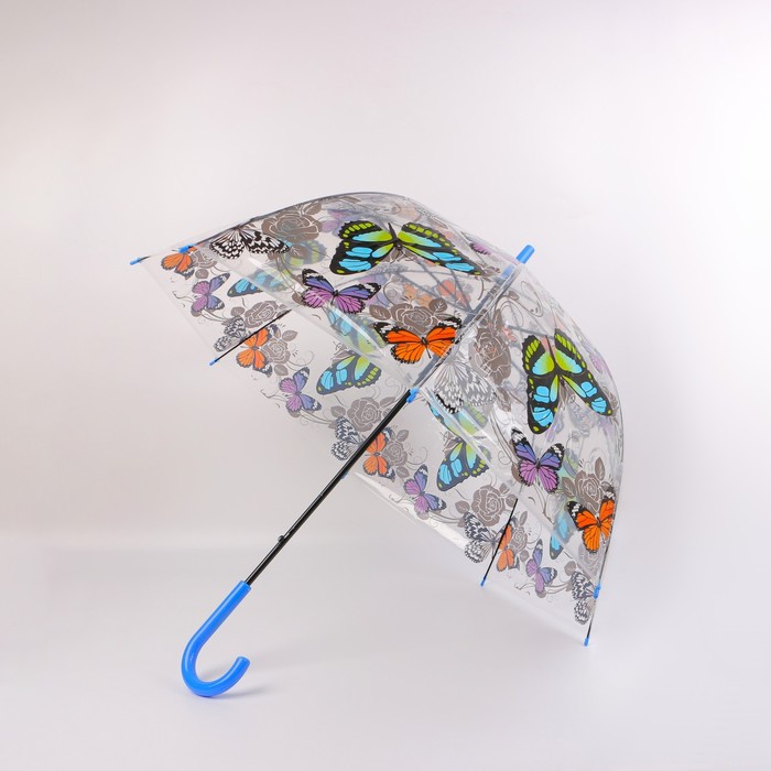 Зонт - трость полуавтоматический «Бабочки», 8 спиц, R = 43 см, рисунок МИКС - фото 1885170828