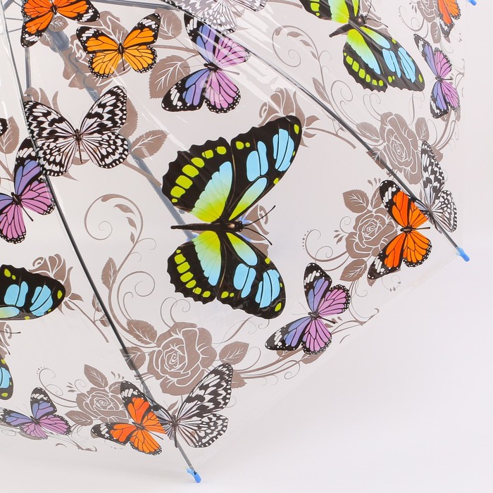 Зонт - трость полуавтоматический «Бабочки», 8 спиц, R = 43 см, рисунок МИКС - фото 1885170831