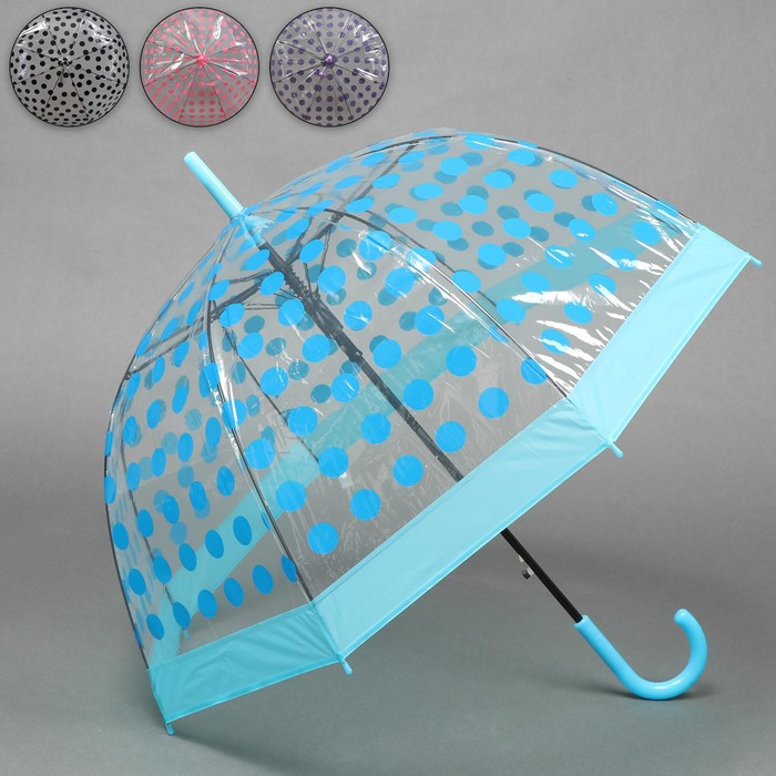 Зонт - трость полуавтоматический «Горох», 8 спиц, R = 41 см, цвет МИКС - Фото 1