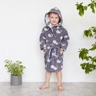 Халат махровый детский Крошка Я «Зоопарк» размер 36, цвет серый, 100% хлопок 360 г/м2 - фото 26521899