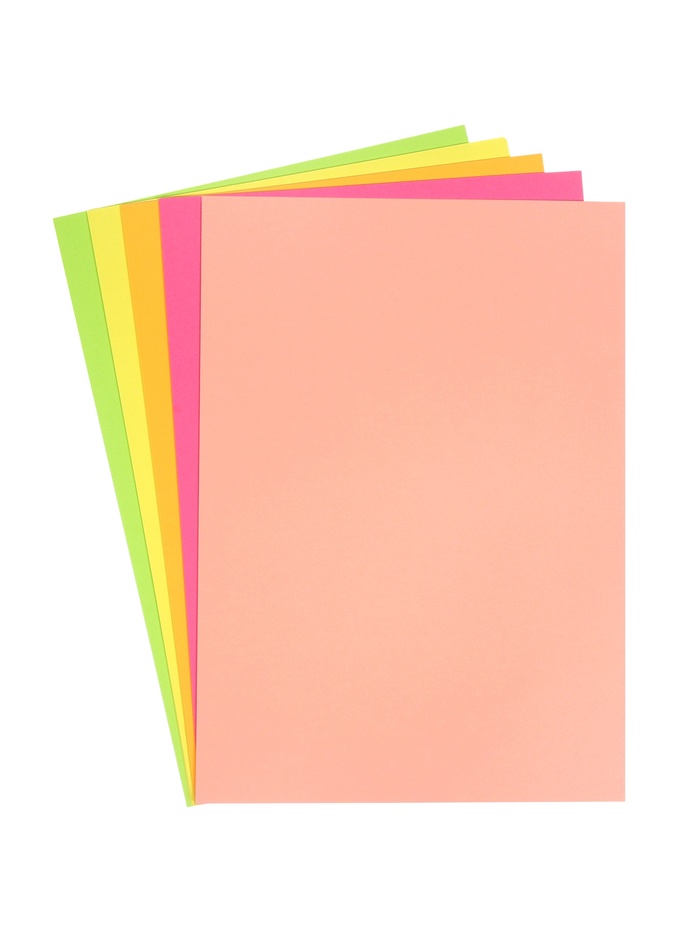 Бумага цветная А4, 100 листов, неоновая, 5 цветов, 80 г/м² - фото 51924174